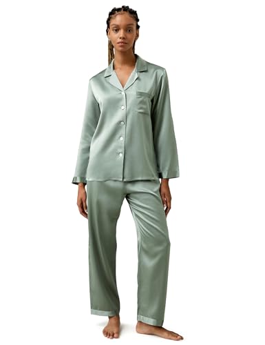 LilySilk Silk Pajamas for Women 100% Mulberry Long Sleeve Button